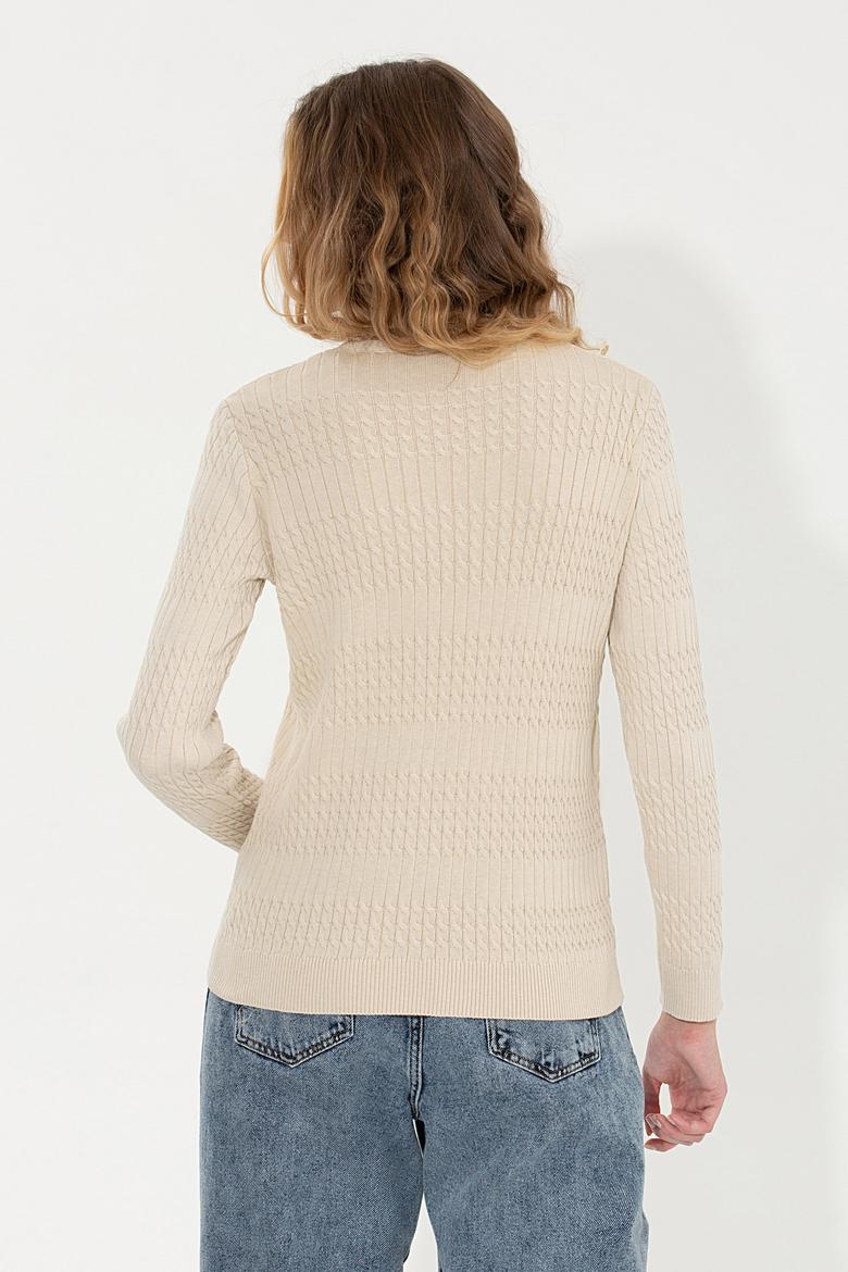 Kadın Krem Melanj Kazak - 50253007043