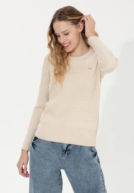 Kadın Krem Melanj Kazak - 50253007043