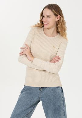 Kadın Krem Melanj Kazak - 50253007043