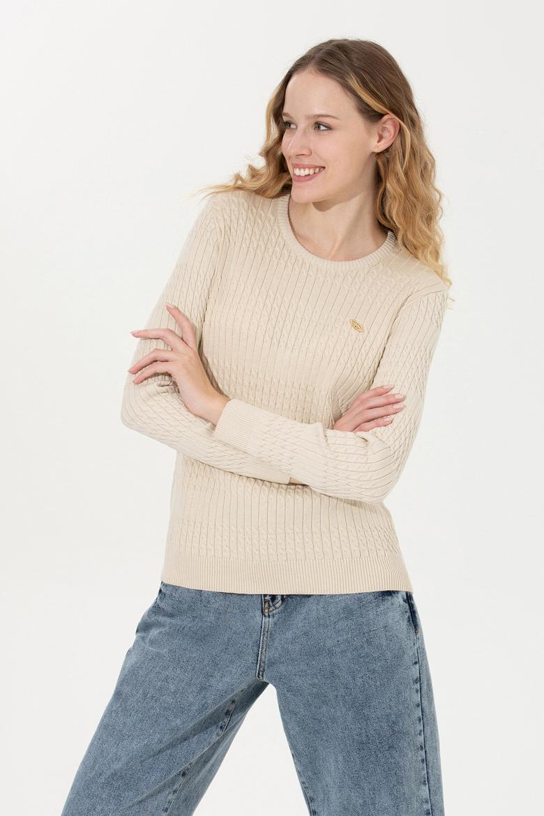 Kadın Krem Melanj Kazak