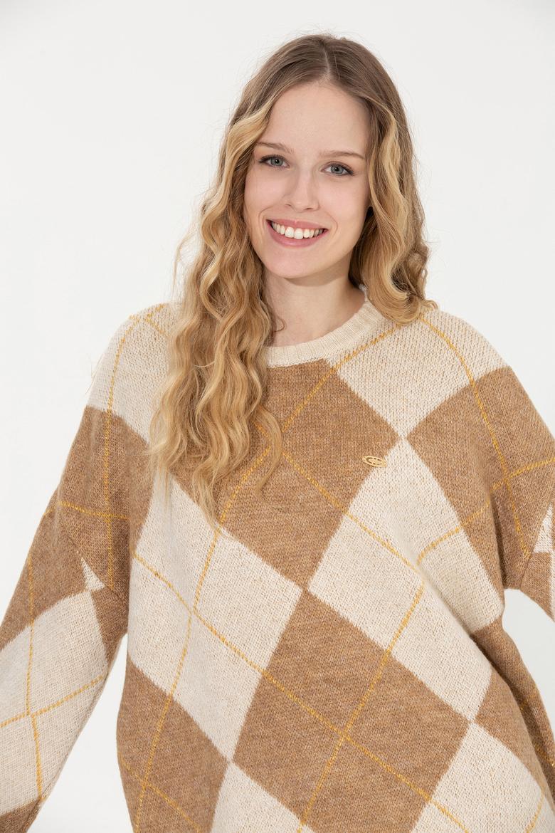 Kadın Camel Melanj Kazak - 50254359011