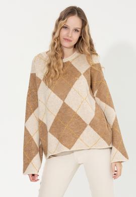 Kadın Camel Melanj Kazak - 50254359011