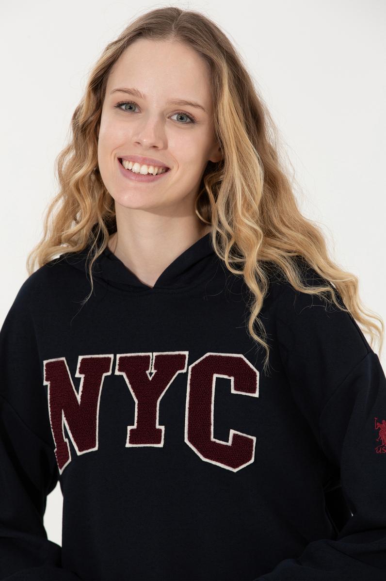 Kadın Lacivert Kapüşonlu Sweatshirt