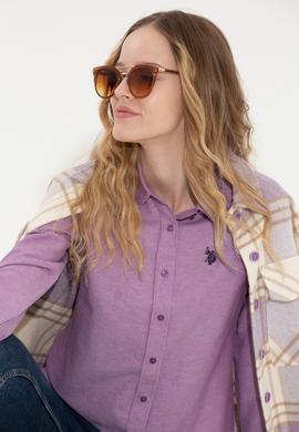 Kadın Menekşe Uzun Kollu Basic Gömlek - 50261431090