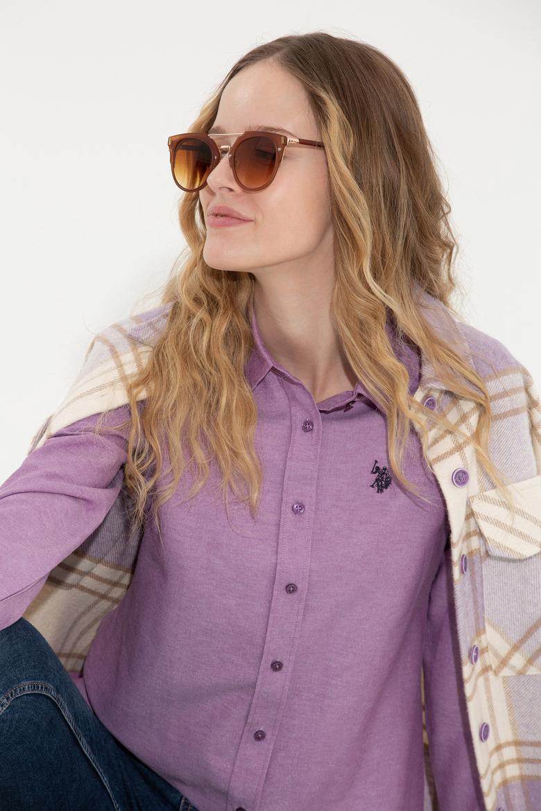 Kadın Menekşe Uzun Kollu Basic Gömlek - 50261431090