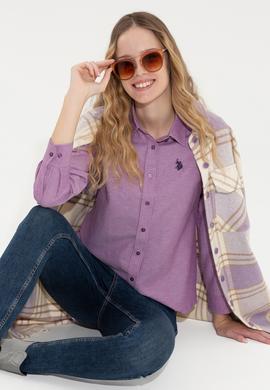 Kadın Menekşe Uzun Kollu Basic Gömlek - 50261431090