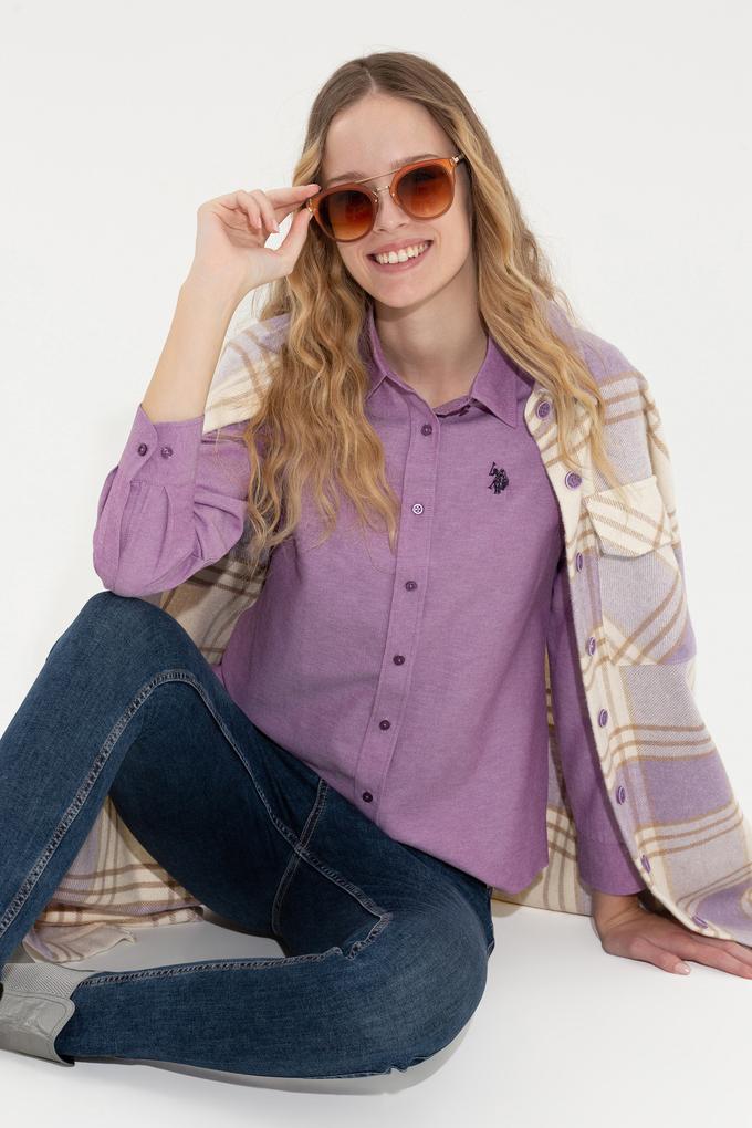 Kadın Menekşe Uzun Kollu Basic Gömlek