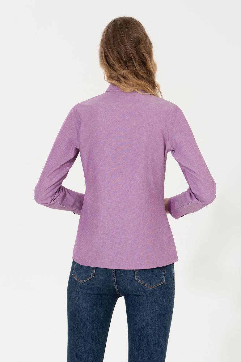 Kadın Menekşe Uzun Kollu Basic Gömlek - 50261431090