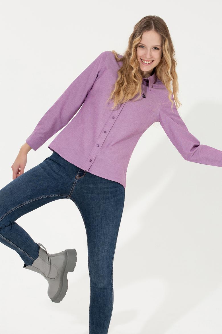 Kadın Menekşe Uzun Kollu Basic Gömlek - 50261431090