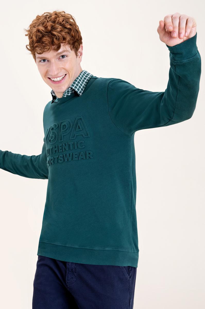 Erkek Yeşil Bisiklet Yaka Sweatshirt