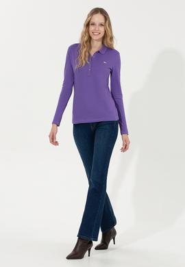 Kadın Violet Basic Polo Yaka Sweatshirt - 50261237006