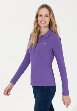 Kadın Violet Basic Polo Yaka Sweatshirt - 50261237006