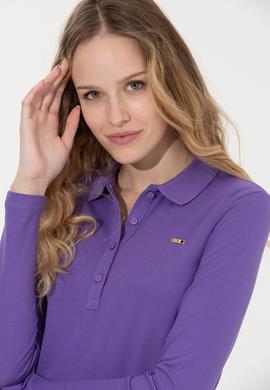 Kadın Violet Basic Polo Yaka Sweatshirt - 50261237006