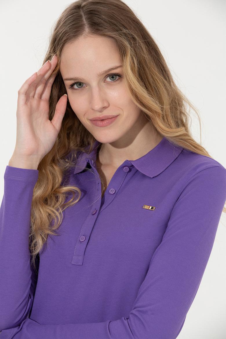 Kadın Violet Basic Polo Yaka Sweatshirt - 50261237006