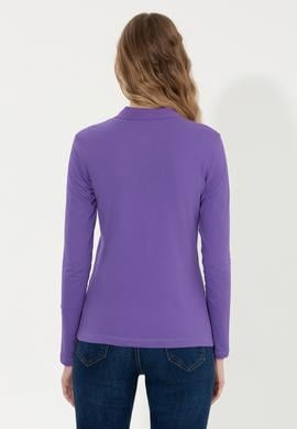 Kadın Violet Basic Polo Yaka Sweatshirt - 50261237006