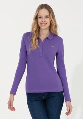 Kadın Violet Basic Polo Yaka Sweatshirt - 50261237006
