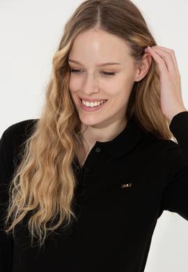 Kadın Siyah Basic Polo Yaka Sweatshirt - 50261237040