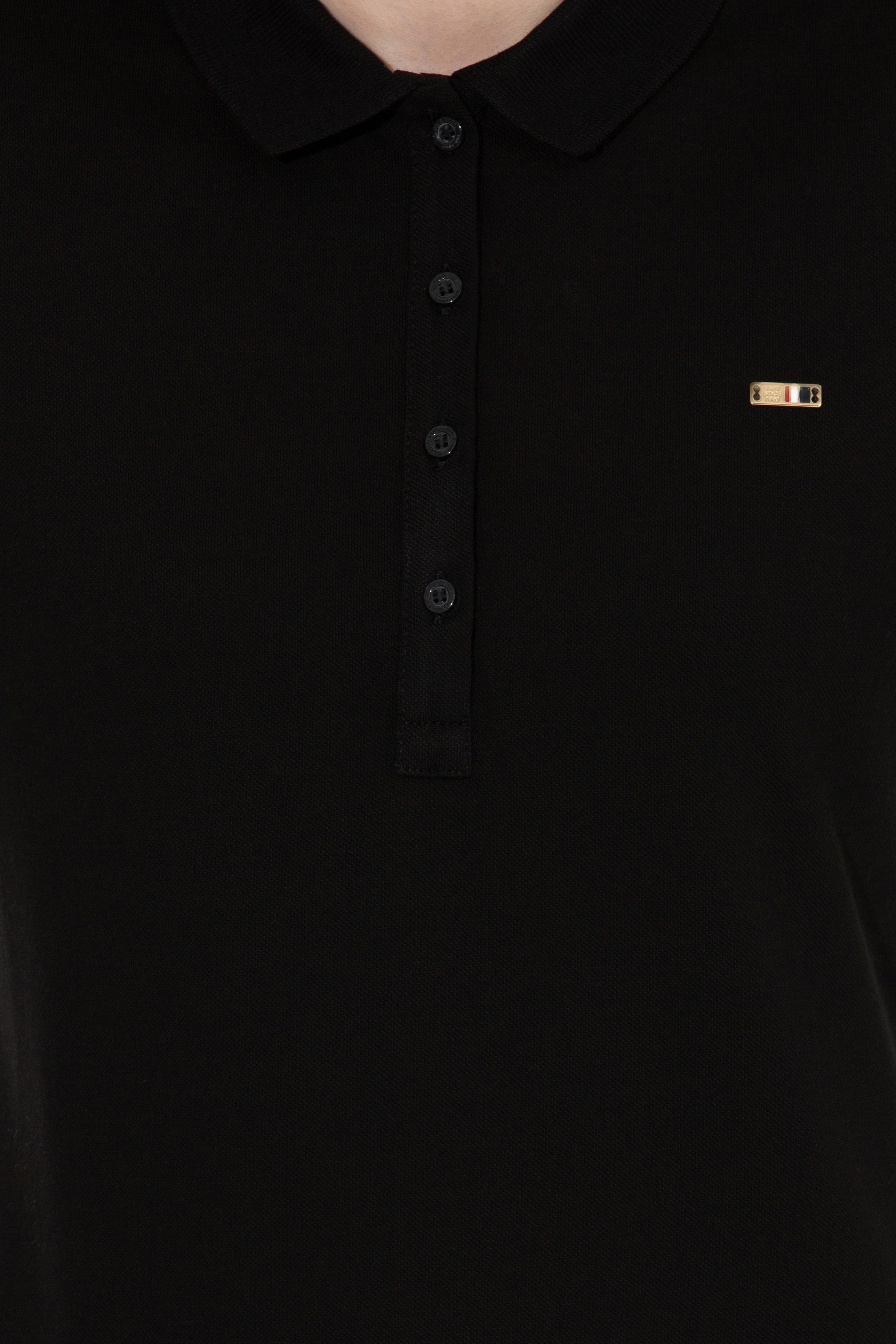 Kadın Siyah Basic Polo Yaka Sweatshirt - Image 6