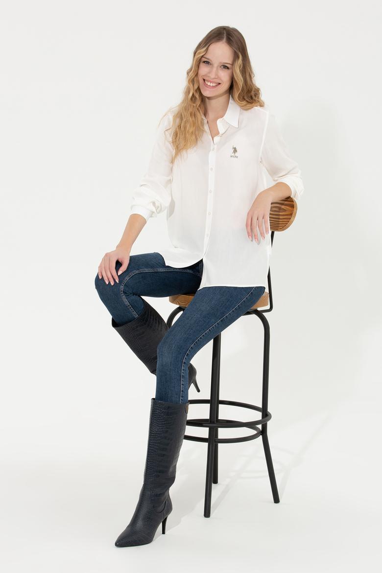 Kadın Ekru Uzun Kollu Gömlek - 50262295002