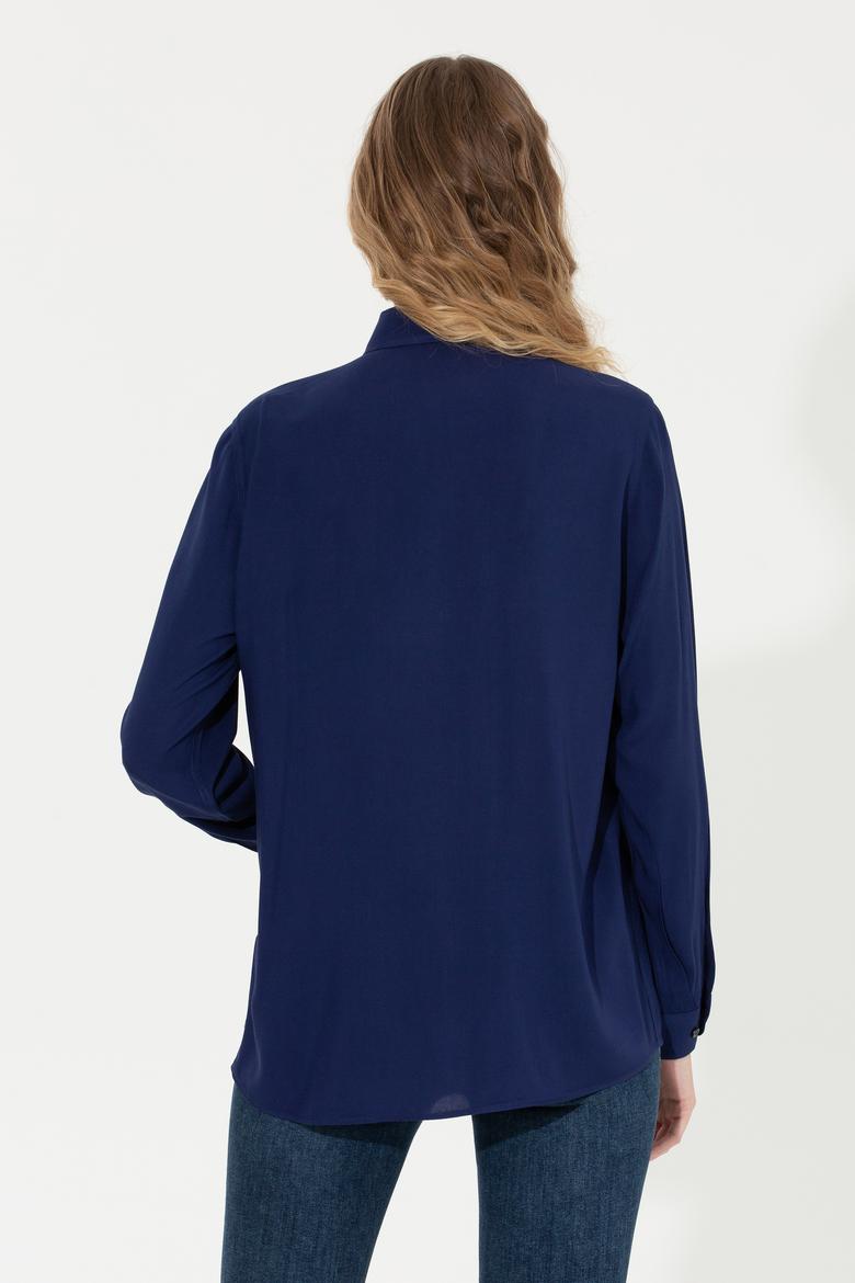 Kadın Lacivert Uzun Kollu Gömlek - 50262295011