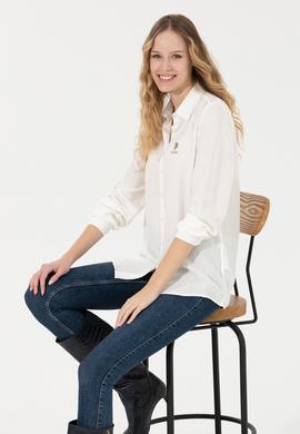 Kadın Ekru Uzun Kollu Gömlek - 50262295002