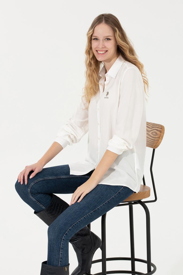 Kadın Ekru Uzun Kollu Gömlek - 50262295002