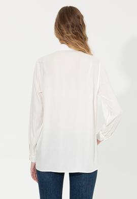 Kadın Ekru Uzun Kollu Gömlek - 50262295002