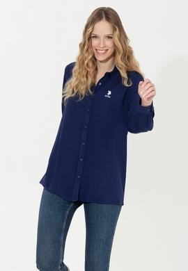 Kadın Lacivert Uzun Kollu Gömlek - 50262295011