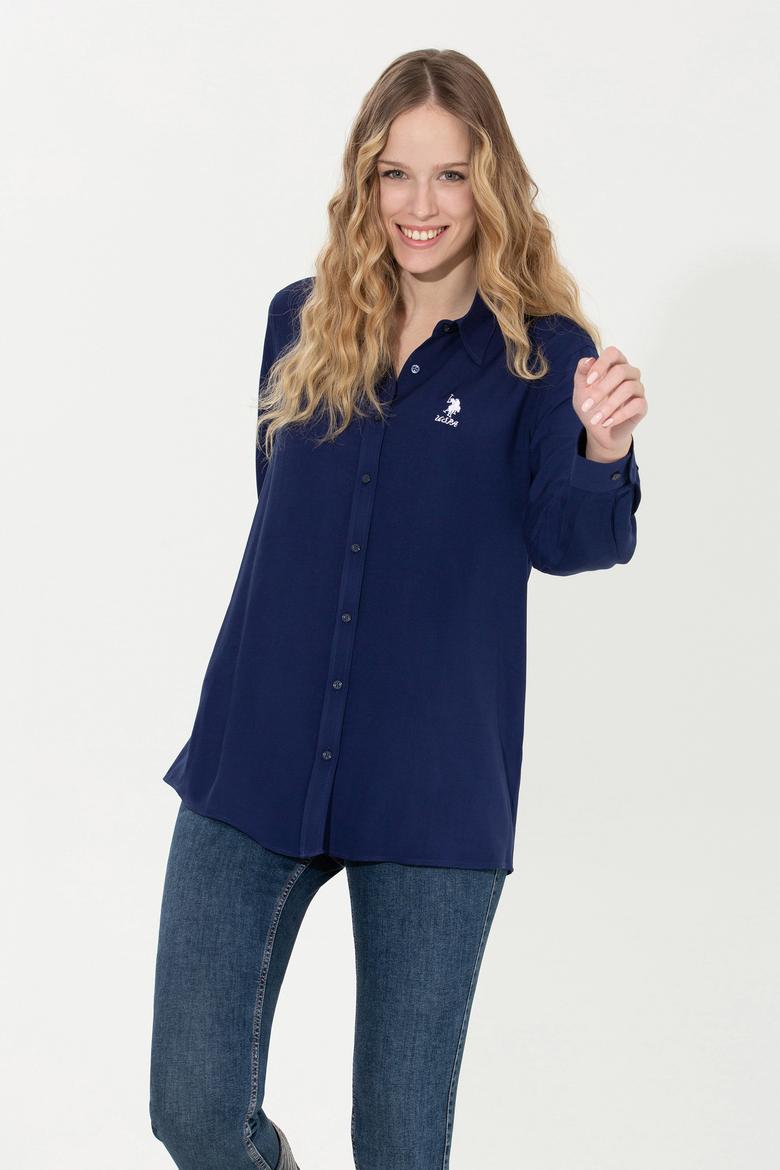 Kadın Lacivert Uzun Kollu Gömlek - 50262295011