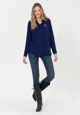 Kadın Lacivert Uzun Kollu Gömlek - 50262295011