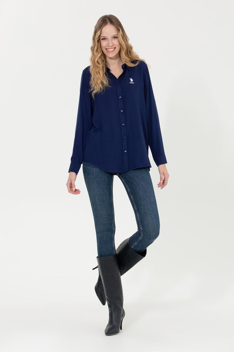 Kadın Lacivert Uzun Kollu Gömlek - 50262295011