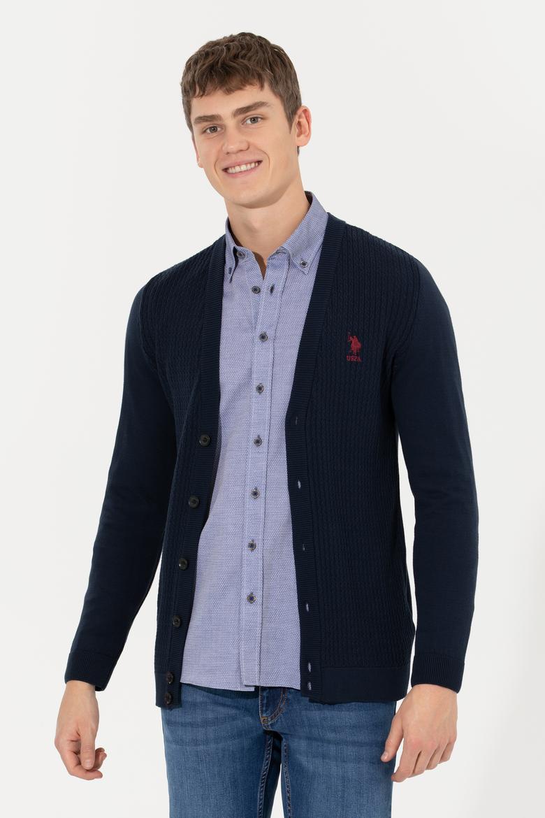 Erkek Lacivert Basic Triko Hırka