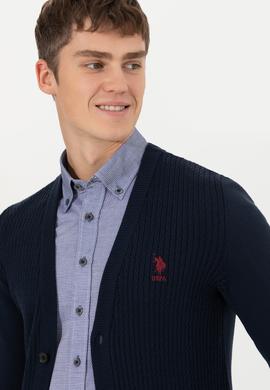 Erkek Lacivert Basic Triko Hırka - 50253442005