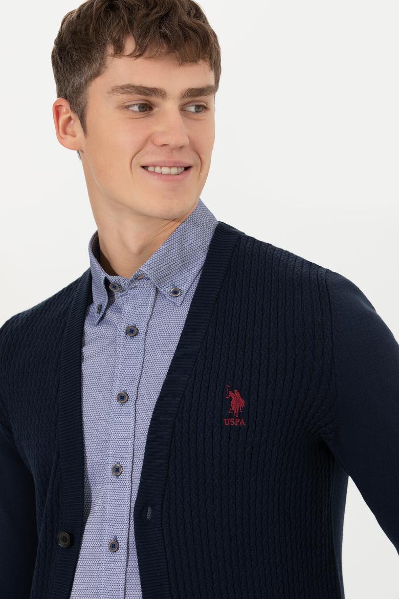 Erkek Lacivert Basic Triko Hırka - 50253442005