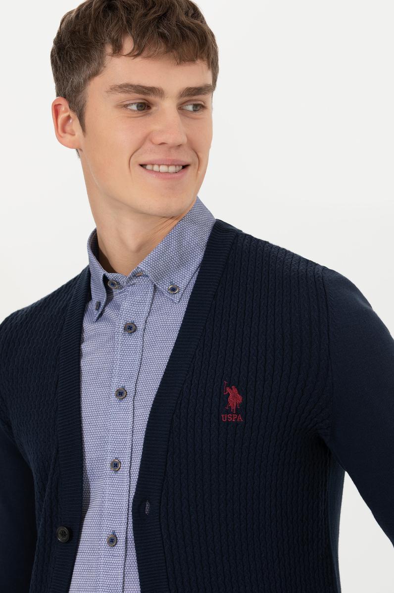 Erkek Lacivert Basic Triko Hırka