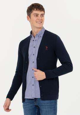 Erkek Lacivert Basic Triko Hırka - 50253442005