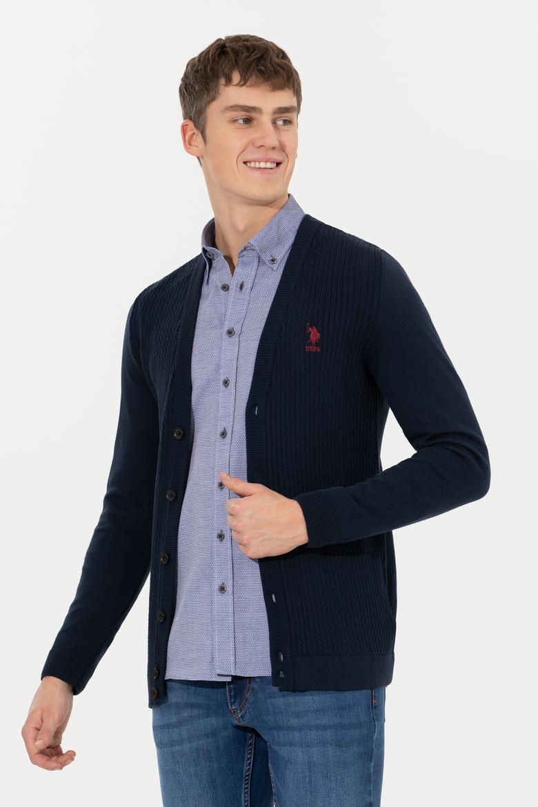 Erkek Lacivert Basic Triko Hırka - 50253442005