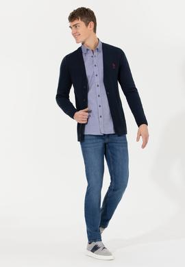 Erkek Lacivert Basic Triko Hırka - 50253442005