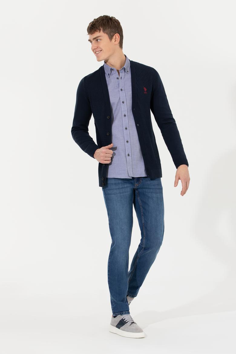 Erkek Lacivert Basic Triko Hırka - 50253442005