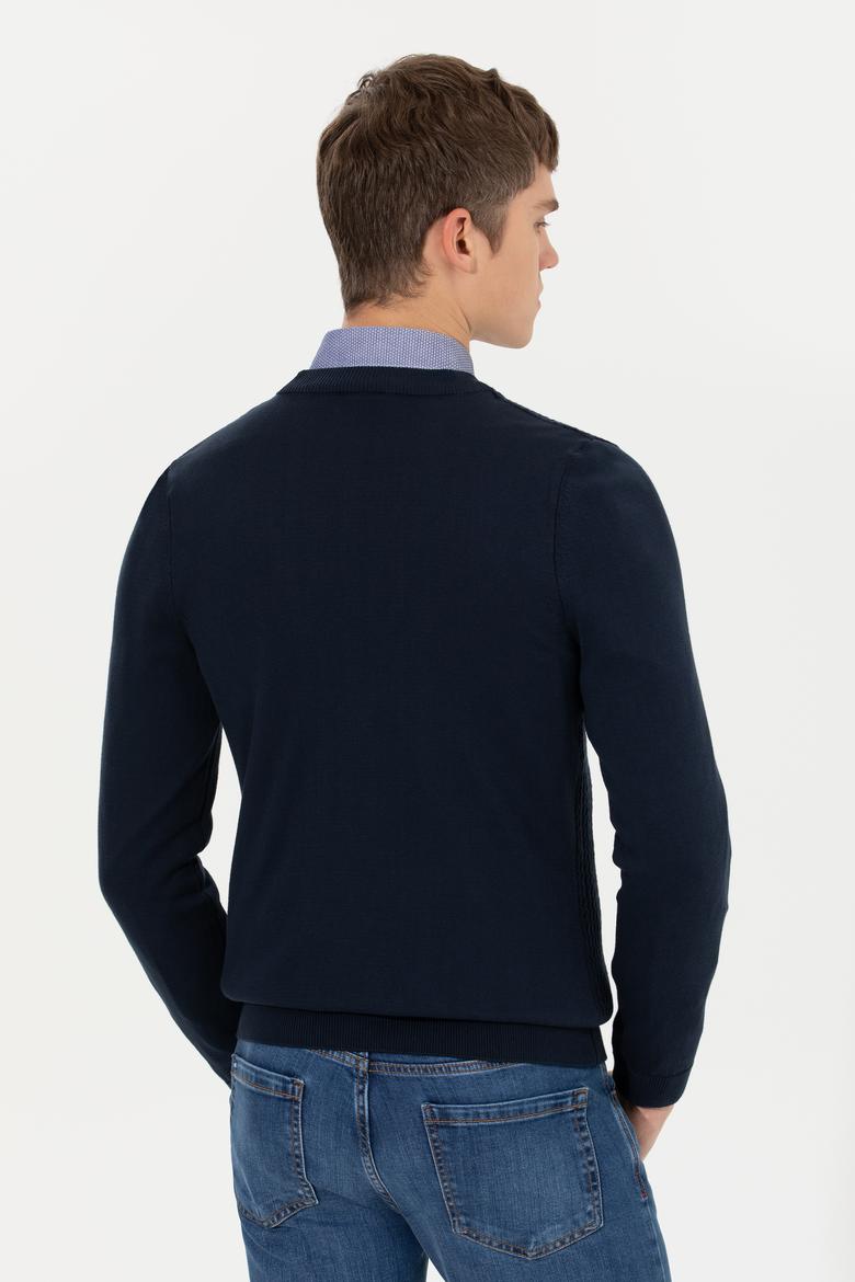 Erkek Lacivert Basic Triko Hırka - 50253442005