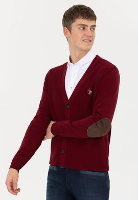 Erkek Bordo Basic Triko Hırka - 50251881022