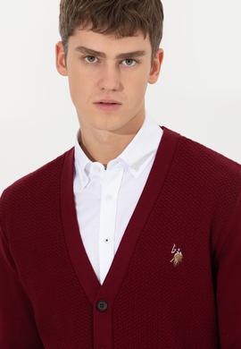 Erkek Bordo Basic Triko Hırka - 50251881022