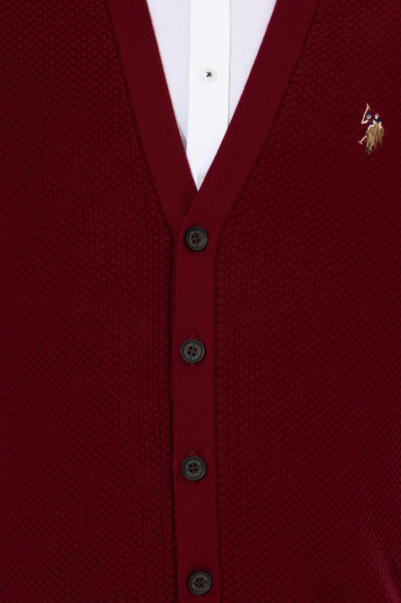 Erkek Bordo Basic Triko Hırka