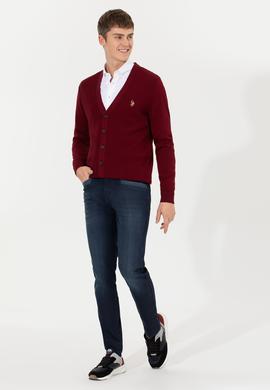 Erkek Bordo Basic Triko Hırka - 50251881022