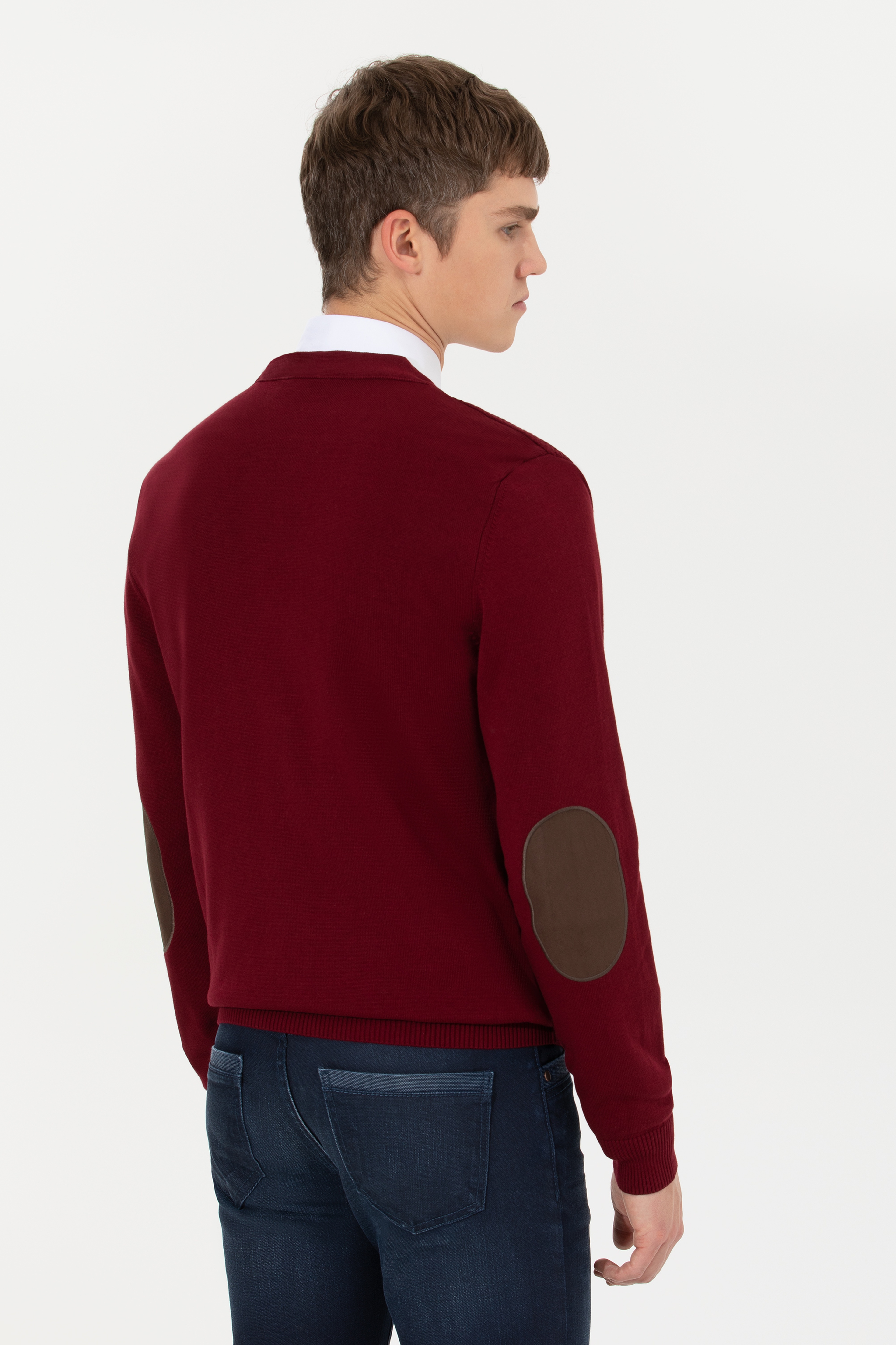 Erkek Bordo Basic Triko Hırka - Image 5