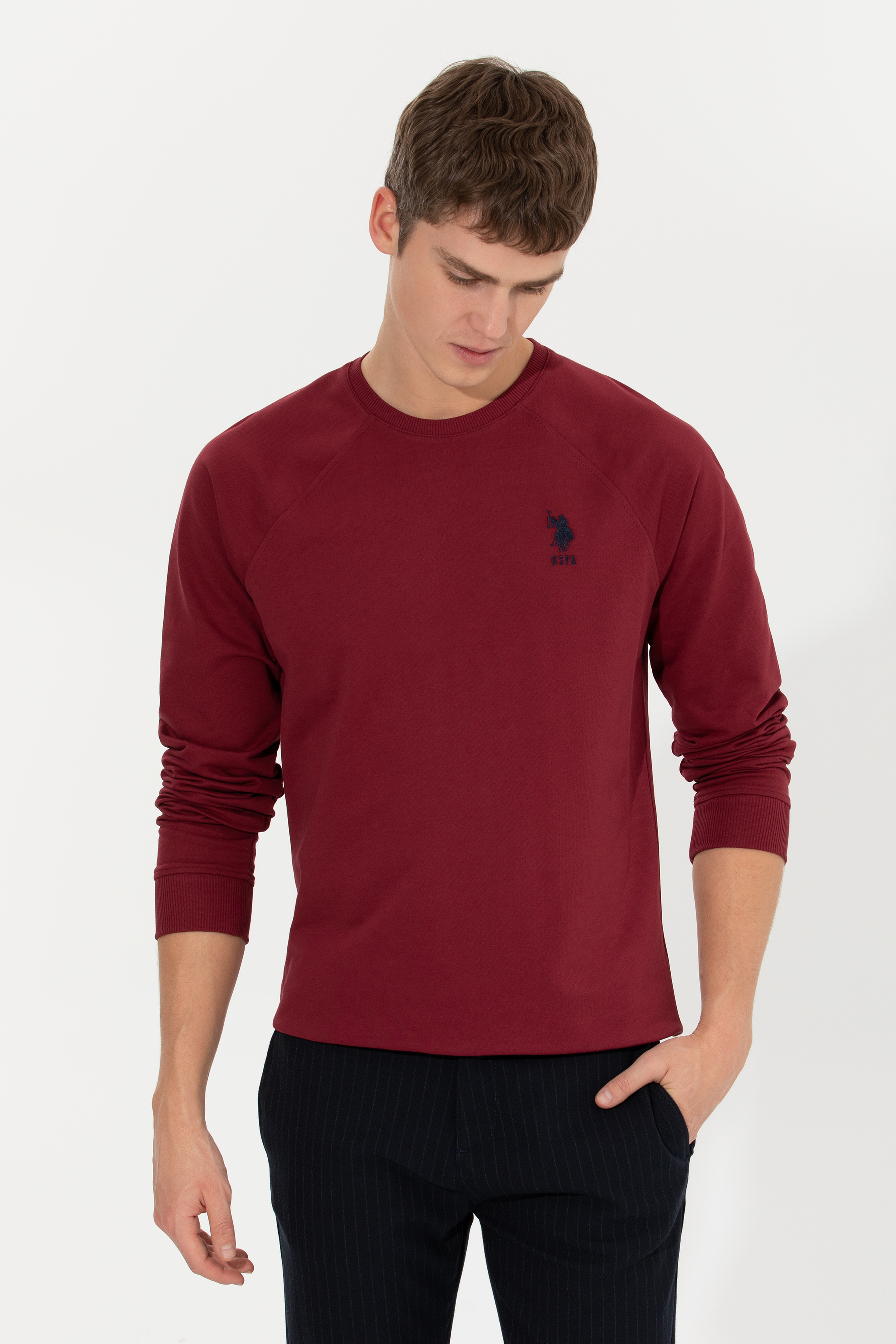 Erkek Vişne Basic Sweatshirt - Image 3