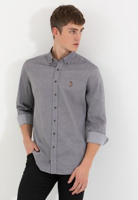 Erkek Antrasit Uzun Kollu Basic Gömlek - 50256733020