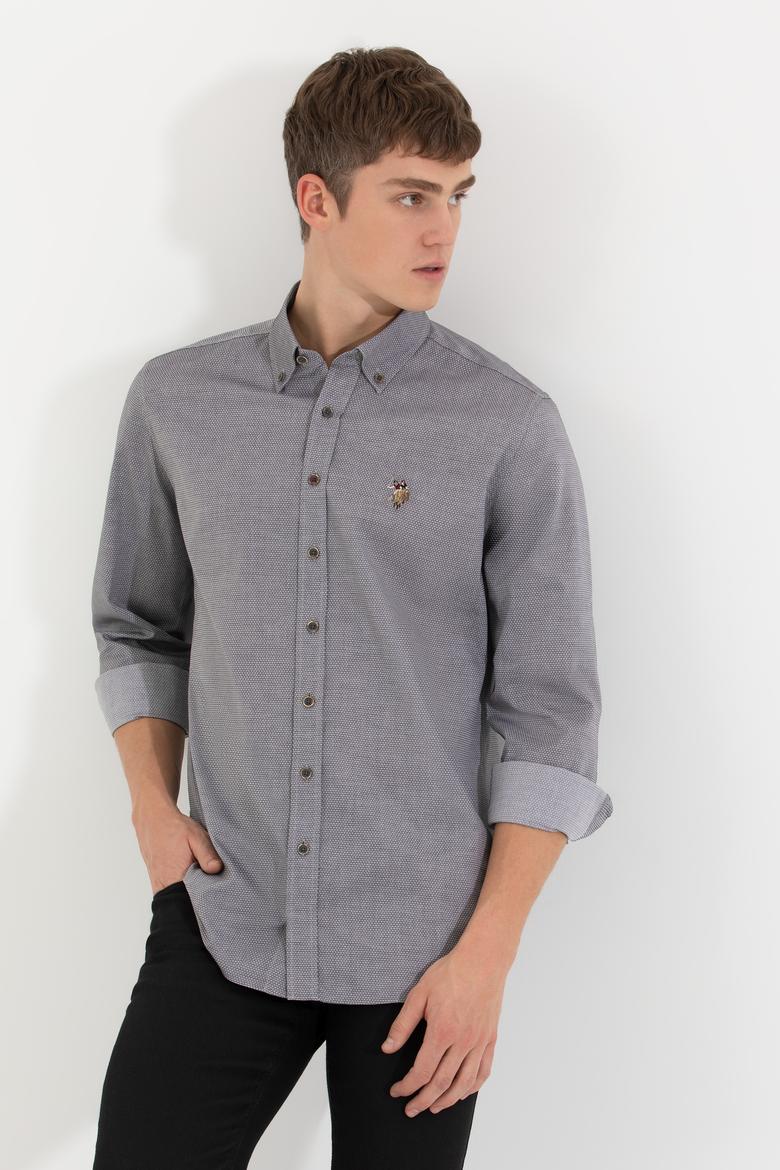 Erkek Antrasit Uzun Kollu Basic Gömlek - 50256733020