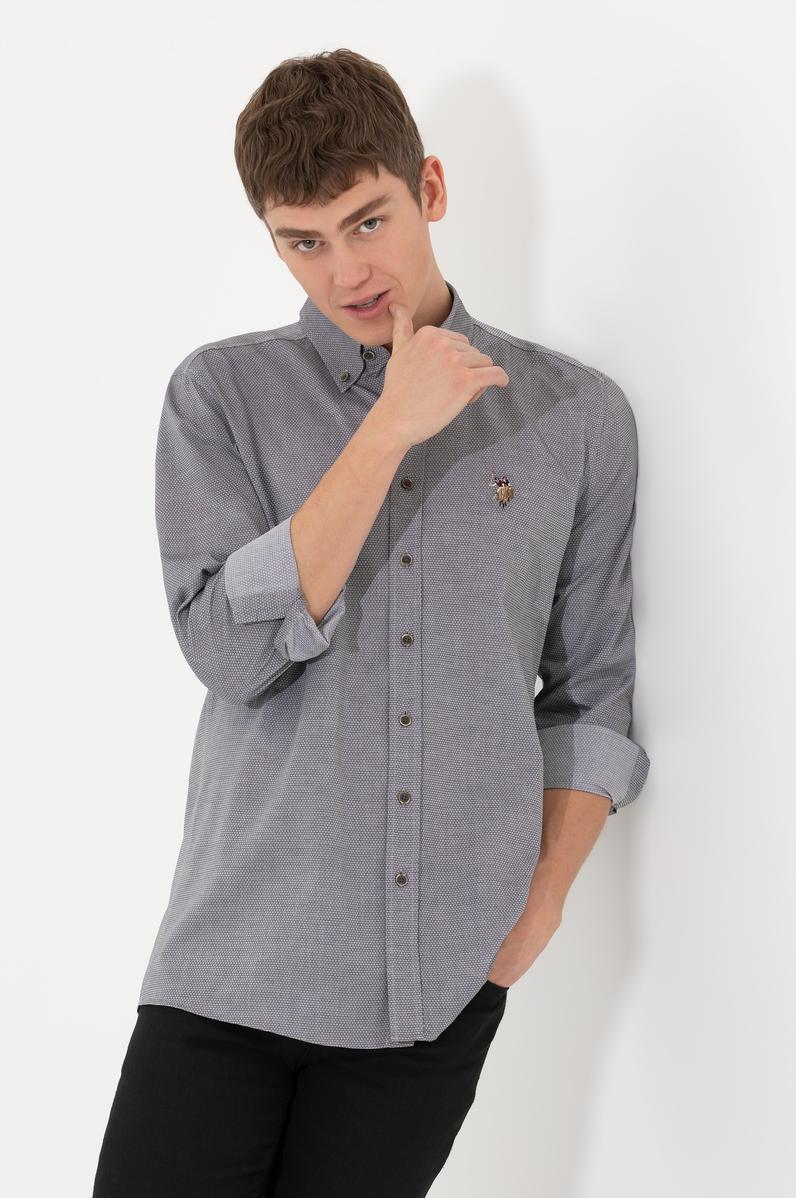 Erkek Antrasit Uzun Kollu Basic Gömlek