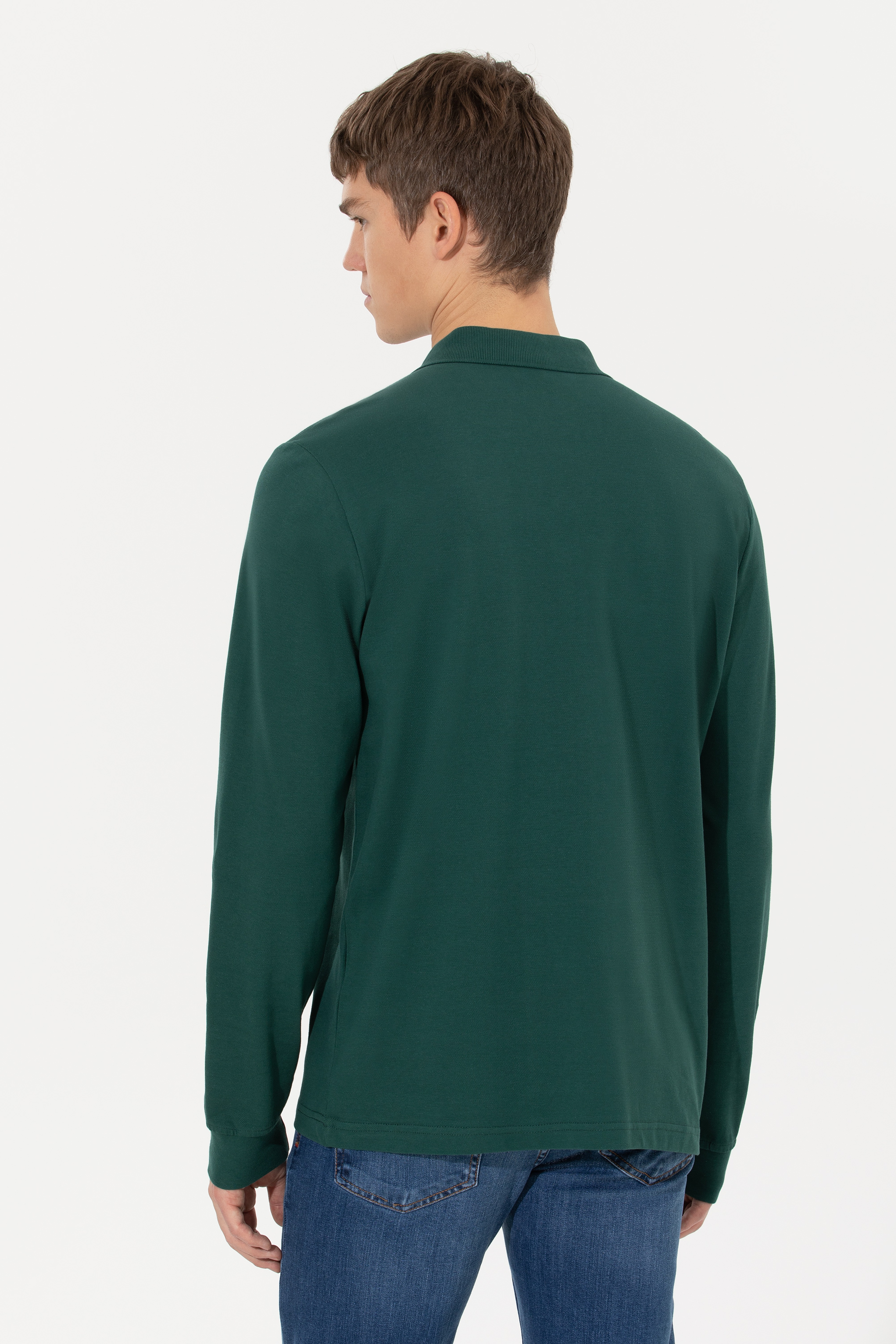Erkek Yeşil Basic Sweatshirt - Image 5